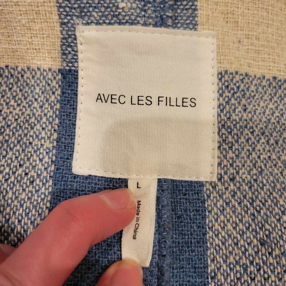 Anthropologie Avec Les Filles Plaid Full Zip Shacket Coat Blue Size L - Picture 7 of 9
